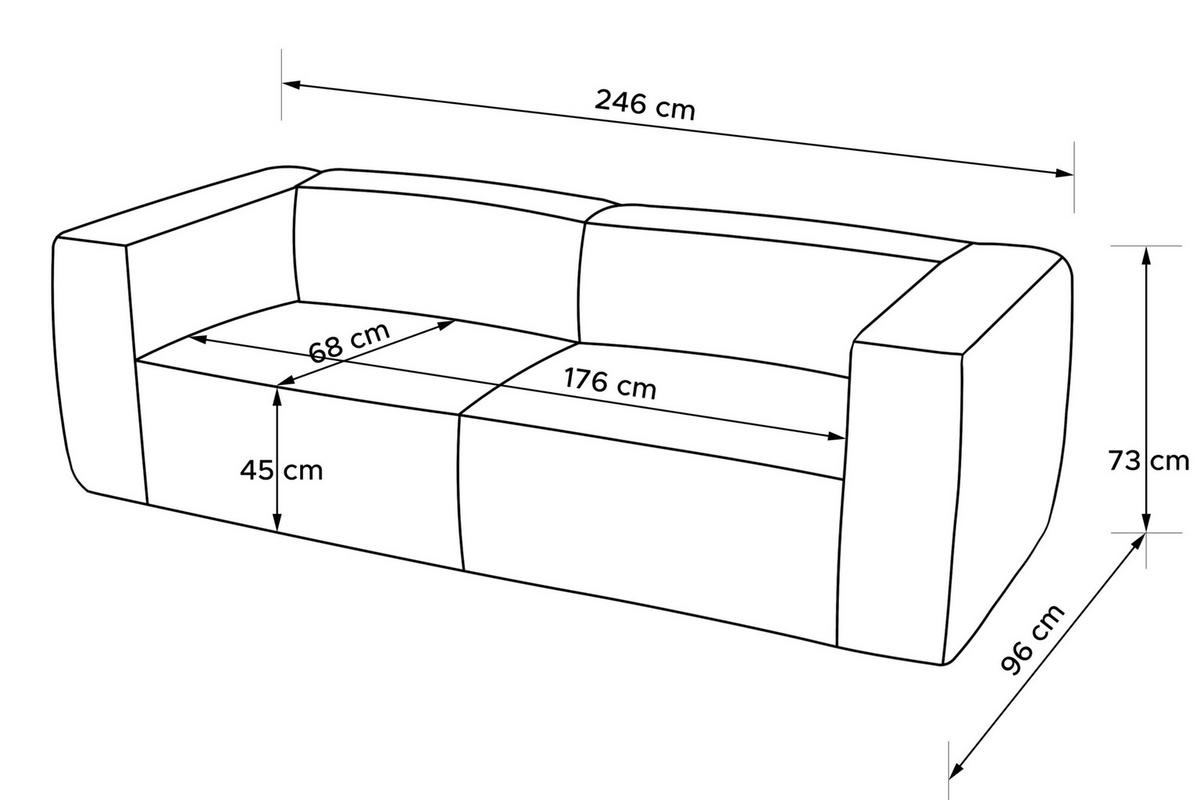 3-SITZER-SOFA FEROX Modern, Cord-Stoff, schwarz - Schwarz, Textil (246/73/96cm) - KONSIMO®