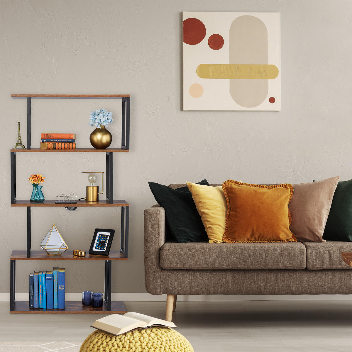 BÜCHERREGAL - Multicolor, Holzwerkstoff/Metall (73/136/30cm) - Relaxdays