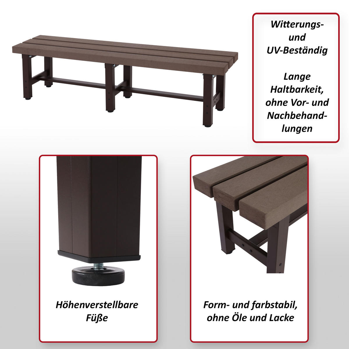 ALU GARTENBANK Braun - Braun, Metall (150/40/34cm) - MCW