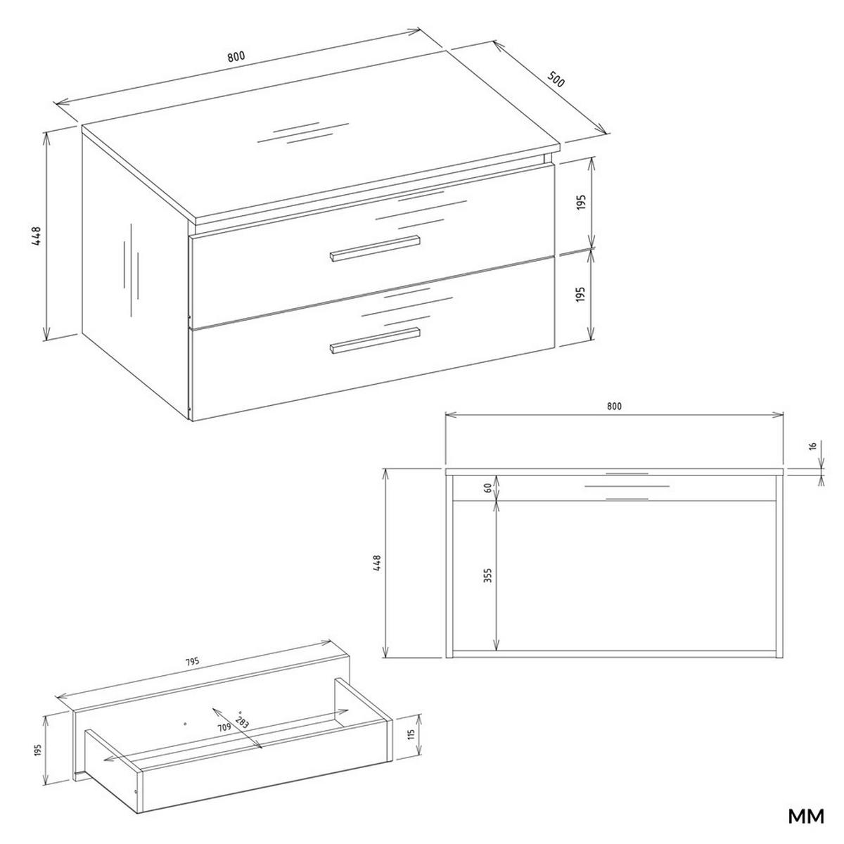 SKŘÍŇKA POD UMYVADLO bílá 80/45/50 - bílá, kompozitní dřevo (80/45/50cm) - RAUMHIRSCH FURNITURE