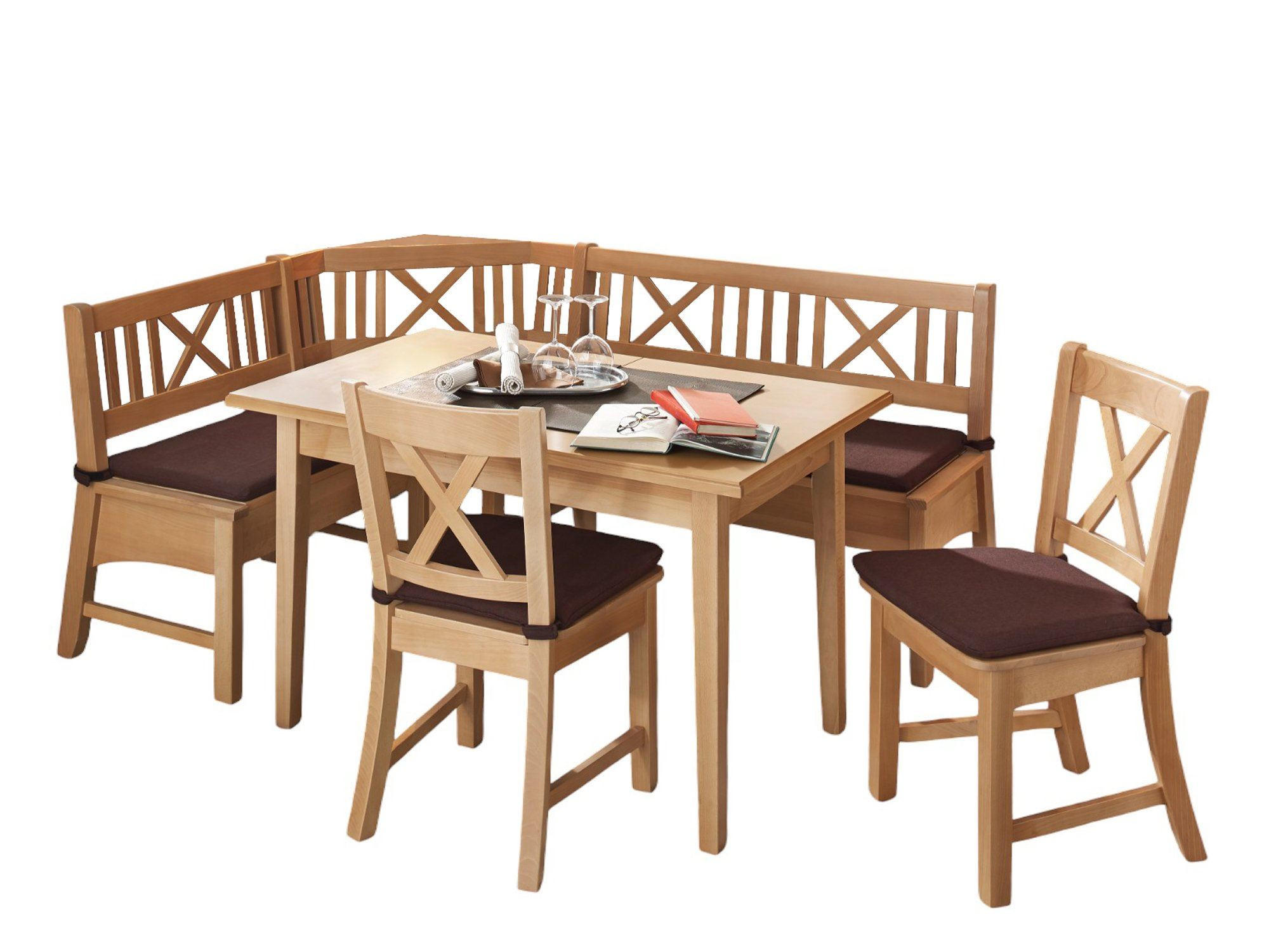 ECKBANKGRUPPE im modernen Landhausstil Deborah Massivholz Buche/Braun - Buchefarben/Braun, Holz (179/1/139cm) - 58aufmkessel