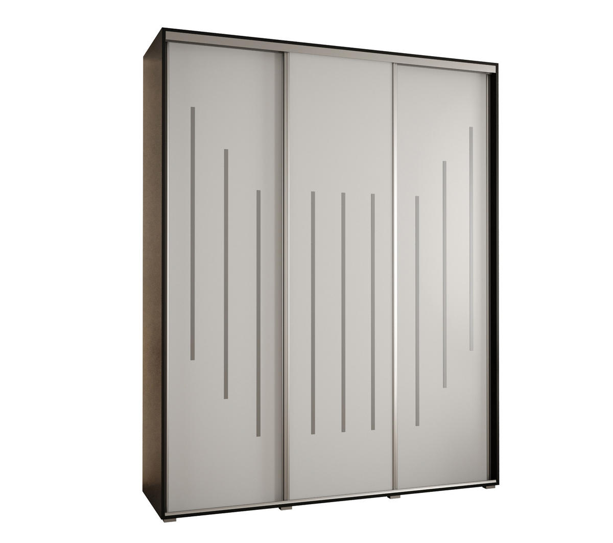 SCHWEBETÜRENSCHRANK 235,2/200/45 3-türig - Silberfarben/Schwarz, Holz/Metall (200/235/45cm) - Abiks Möbel