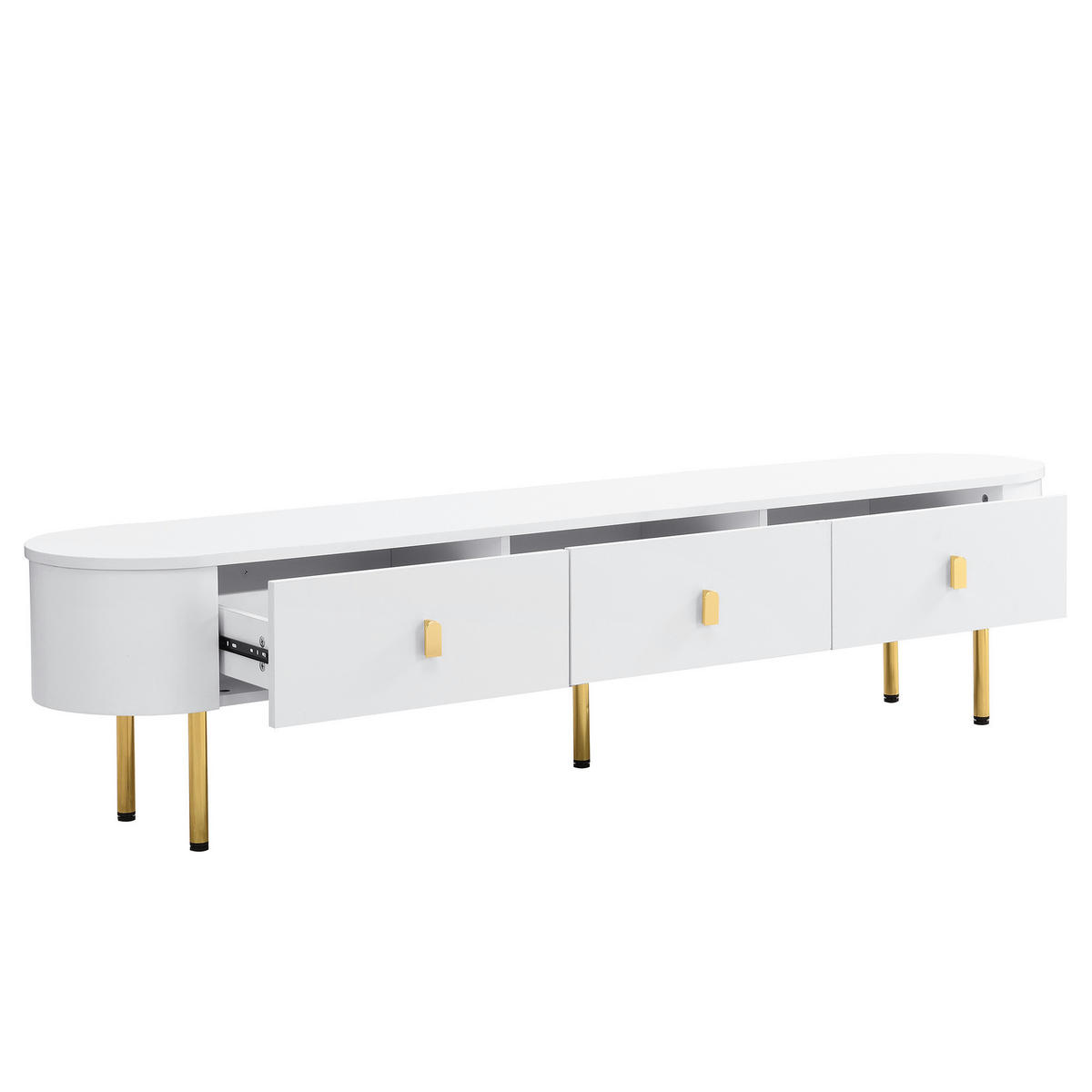 LOWBOARD Couchtisch- & TV-Lowboard-Set 108/50/40 und 174/35/41 cm aus MDF mit Schubladen Weiß - Weiß, Holzwerkstoff (174/41/35cm) - Modenvie