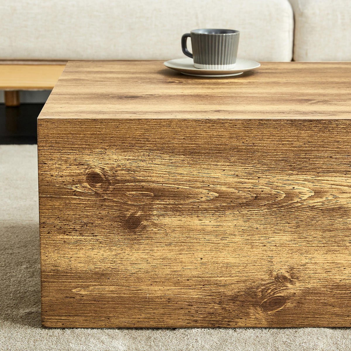 COUCHTISCH 90/50/30 cm Holzoptik aus MDF ohne Montage - Kieferfarben, Holzwerkstoff (90/50/30cm) - OKWISH