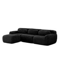 ECKSOFA 291/179/73 cm schwarz aus Plüsch rahmenlos und modular - Schwarz, Textil (179/291cm) - OKWISH