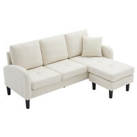 SOFA modular mit Chaiselongue 166 x 118 x 77 cm Hellbeige - Weiß, Holz (118/166cm) - Meubliv