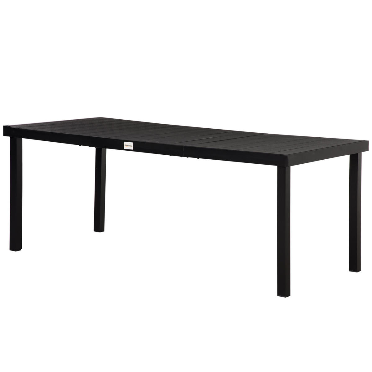 GARTENTISCH DE-07360 für 8 Personen mit Holzoptik und Aluminiumrahmen Schwarz - Schwarz, Kunststoff/Metall (190/90/74cm) - ComfortXL