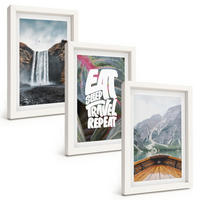 BILDER SET 3er Set - 20x30 cm Weißer Rahmen - Wasserfall Berge Natur Boot - Weiß, Kunststoff (20/30cm) - TULUP