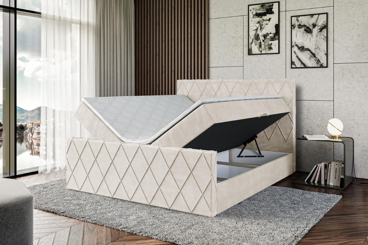 BOXBETT LEPARO-Z - 200 x 200 - H3 - Ecru - Beige, Holzwerkstoff (200/200cm) - ALTDECOR