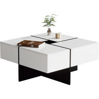 COUCHTISCH Weiß mit 4 Schubladen und 2 Ablagen - Weiß, Metall (78/78/36cm)