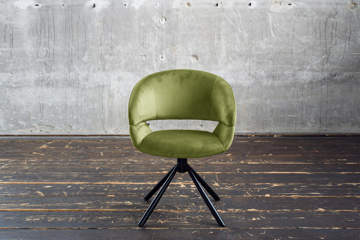 ESSZIMMERSTUHL LARA Grün Velvet - Schwarz/Grün, Kunststoff/Textil (61/82/62cm) - KAWOLA