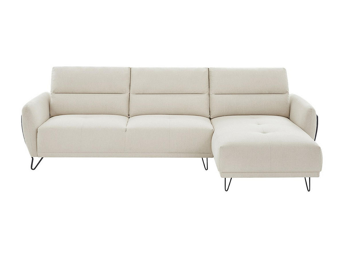 ECKSOFA mit verstellbarer Rückenlehne - Ecke rechts - Strukturstoff - Beige - DURIMA - Beige, Textil (290/168cm) - Vente-Unique