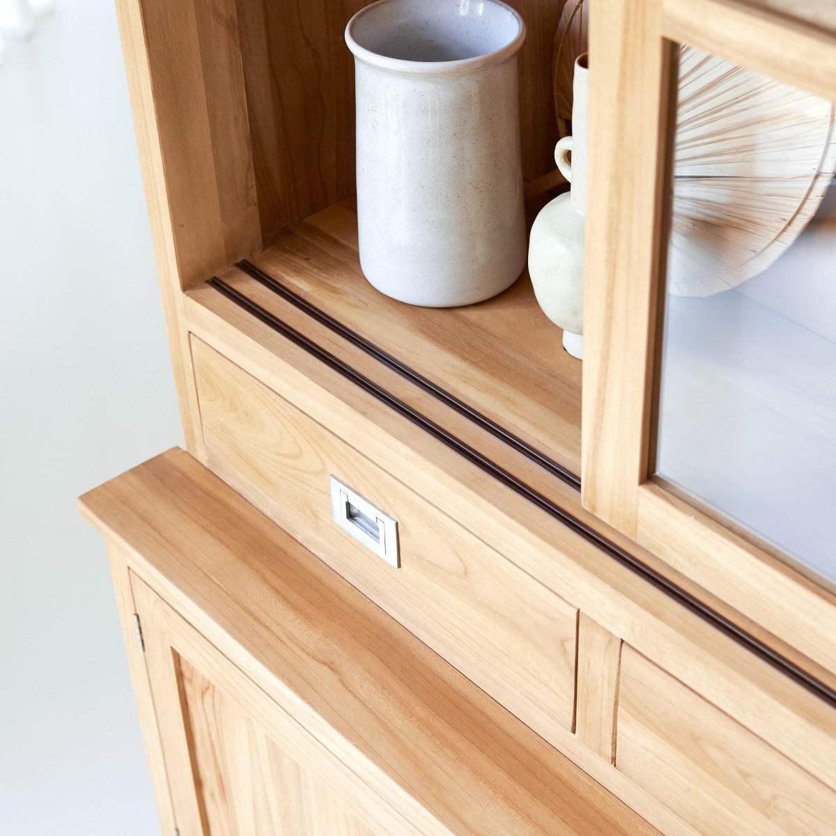 GESCHIRRSCHRANK Coffee Tek Natur aus Teak - Naturfarben, Holz (162/210/46cm) - Tikamoon