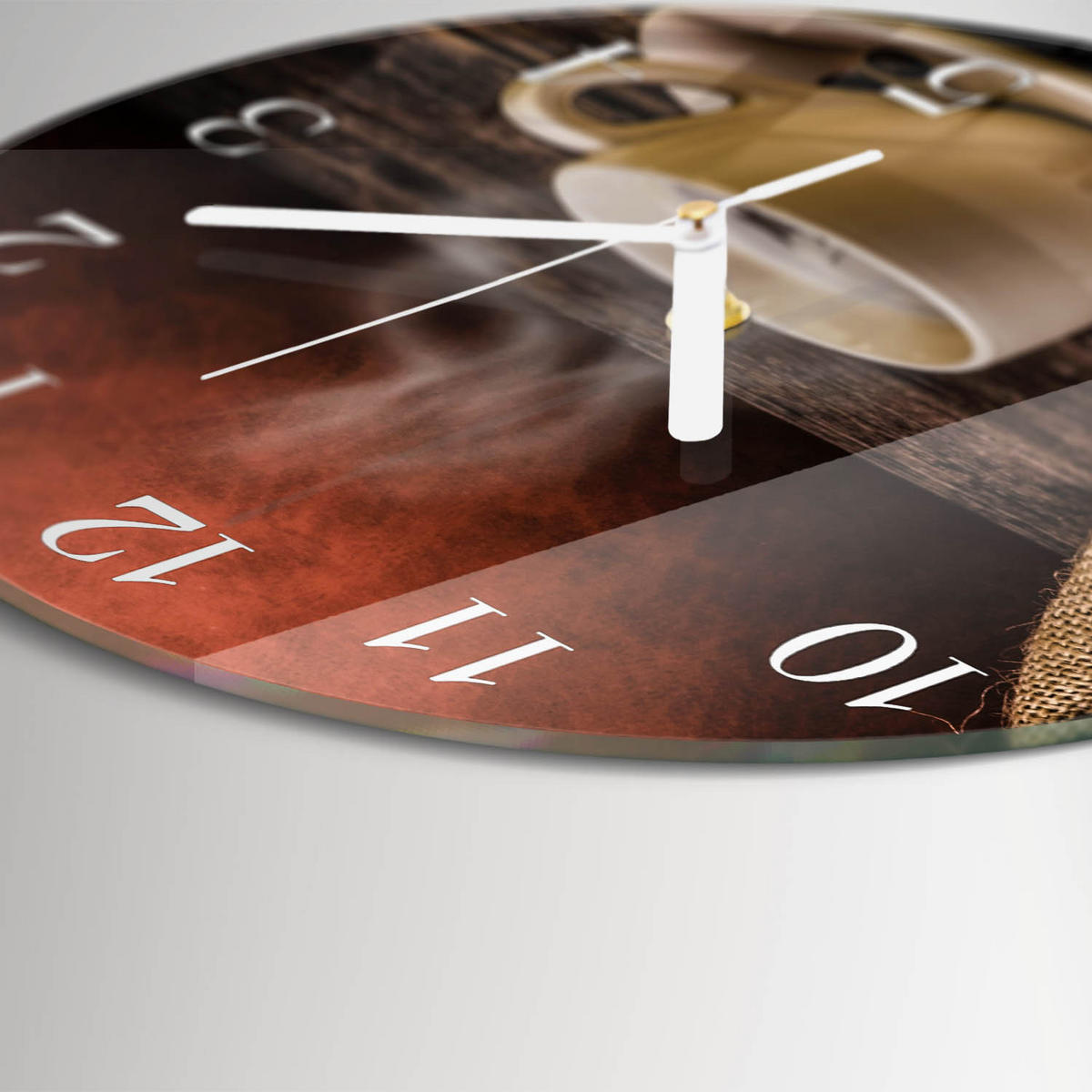 WANDUHR fi30 cm - Kaffee - Braun, Glas (30/30/0.4cm) - TULUP