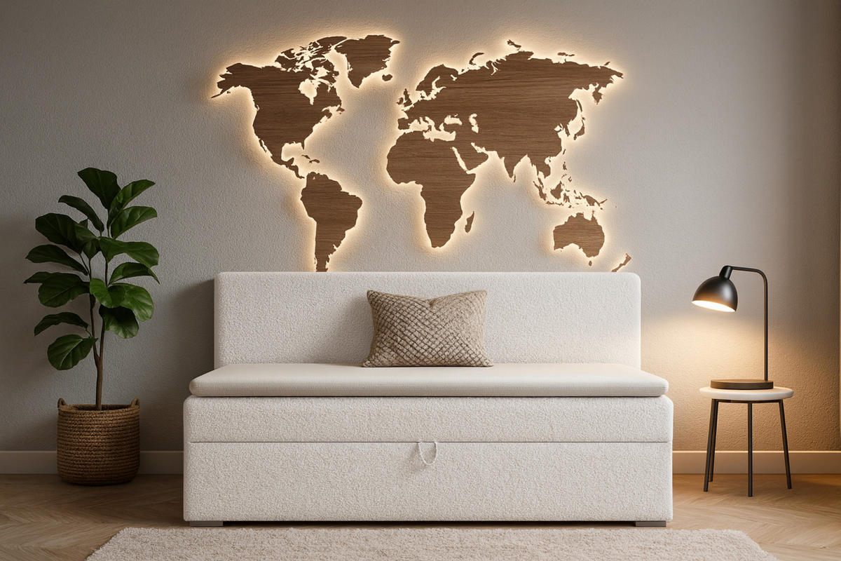 BOXBETT PAOLO 90/200 Boucle Weiß mit Bonell-Federkernmatratze H3 - Weiß, Holz/Holzwerkstoff (90/200cm) - Deine Möbel 24