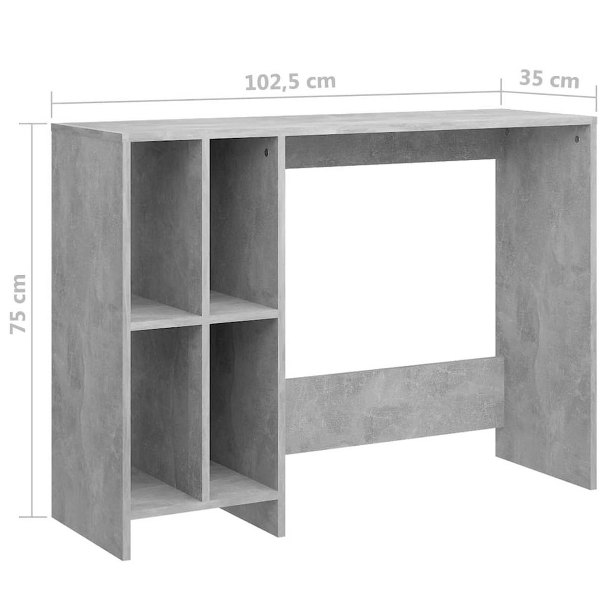SCHREIBTISCH mit 4 Fächern 102,5/35/75 cm aus Holzwerkstoff Betongrau - Hellgrau/Grau, Holz (35/102.5/75cm) - vidaXL