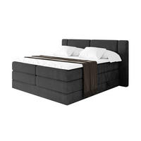 BOXSPRINGBETT mit Matratze H3/H4 - EVON KING - 140x200 cm Schwarz - Schwarz, Holzwerkstoff (140/200cm) - ALTDECOR