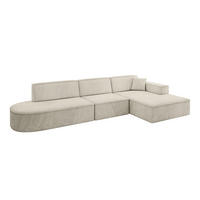ECKSOFA Ottomane Rechts IREA-L2-v4 - 328x171x79 cm Dunkelgrau - Ecru, Holzwerkstoff/Textil (171/328cm) - ALTDECOR