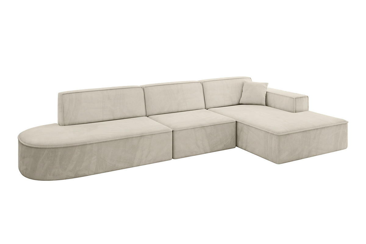 ECKSOFA Ottomane Rechts IREA-L2-v4 - 328x171x79 cm Dunkelgrau - Ecru, Holzwerkstoff/Textil (171/328cm) - ALTDECOR