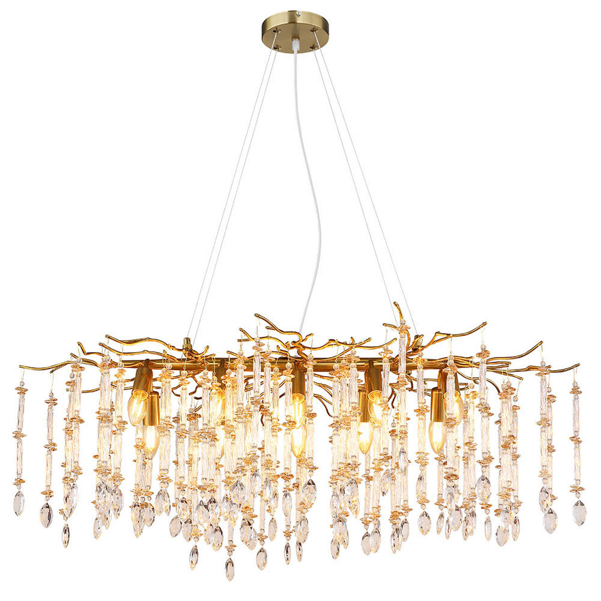 KRONLEUCHTER Glaskristall 10 flammig - Goldfarben, Glas (100/60/120cm) - Globo Lighting