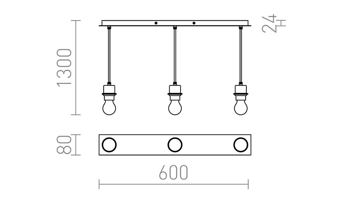 PENDELLEUCHTE MORE 60 Deckenbasis für Chrom 45 W - Chromfarben, Metall (60/8/24cm) - Rendl