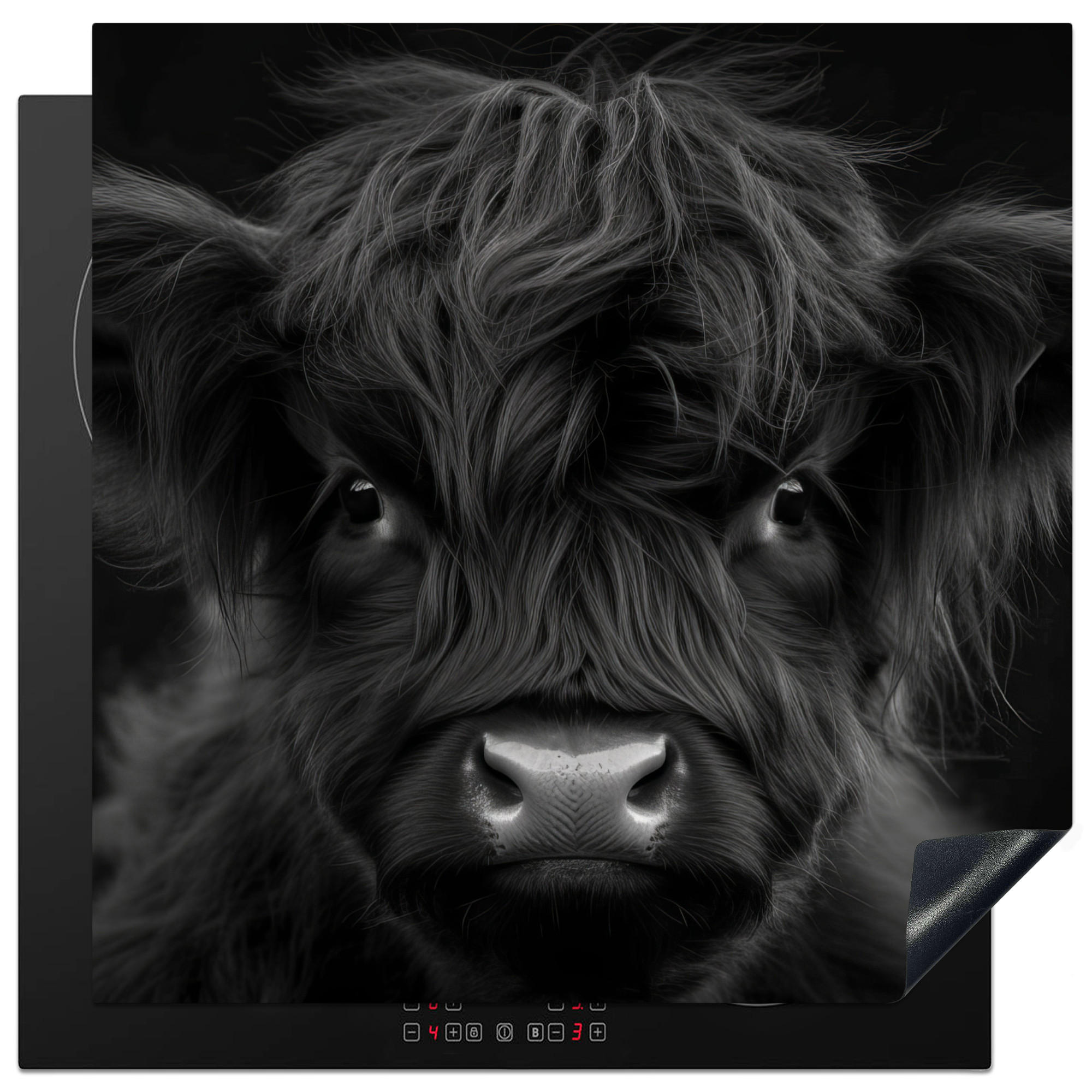 ZAŠČITA ZA INDUKCIJSKO PLOŠČO Višinsko govedo 78x78 cm cm - črna, umetna masa (78/78/0.2cm) - MuchoWow