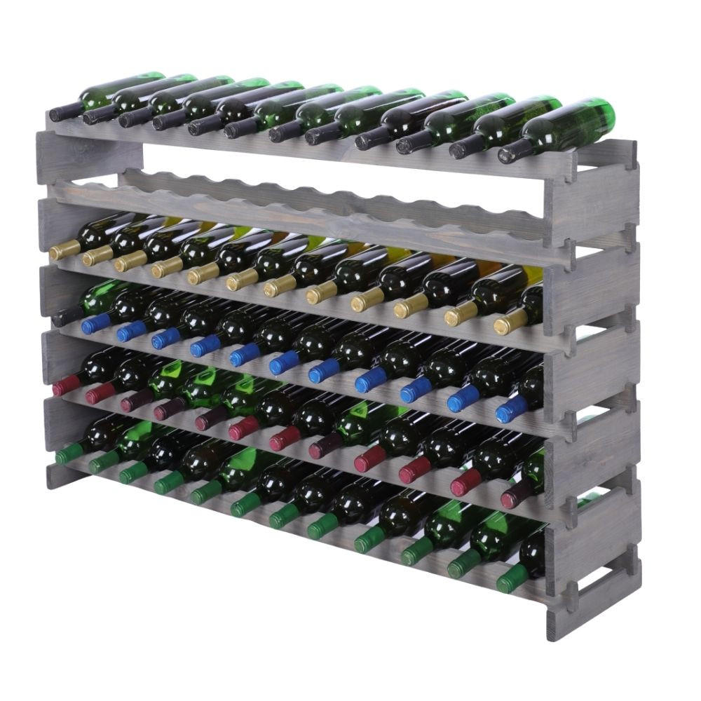 WEINREGAL VINOTECA FLEX PRO HxBxT 79x123x28cm 72 Flaschen auf 6 Ebenen Grau - Grau, Holz (123/79/28cm) - PROREGAL