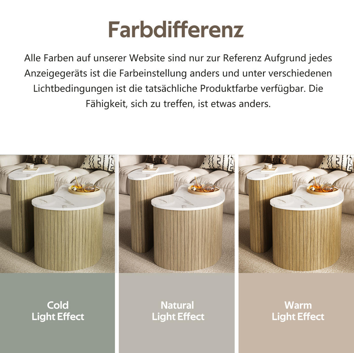 COUCHTISCH-SET 60/37/38 und 40/25/50 cm mit flexibler Stellmöglichkeit und Stauraum, Natur/Weiß - Naturfarben, Holzwerkstoff (60/37/38cm) - Redom