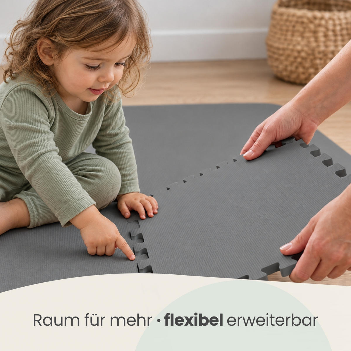 SPIELMATTE Uni - 50x50x1 cm - Puzzlematte Grau - Grau, Kunststoff (50/50cm) - Littletom