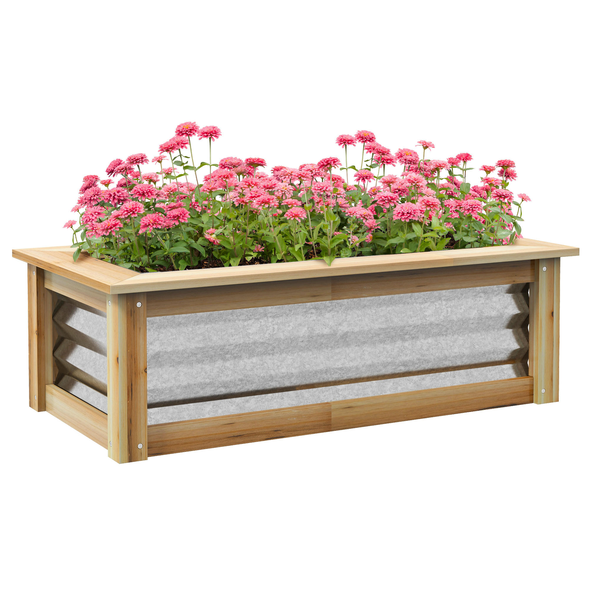 PFLANZENBEET, Kräuterbeet für Garten, Balkon, Natur, 90 x 45 x 30 cm - Naturfarben, Metall (45/30/90cm) - Outsunny