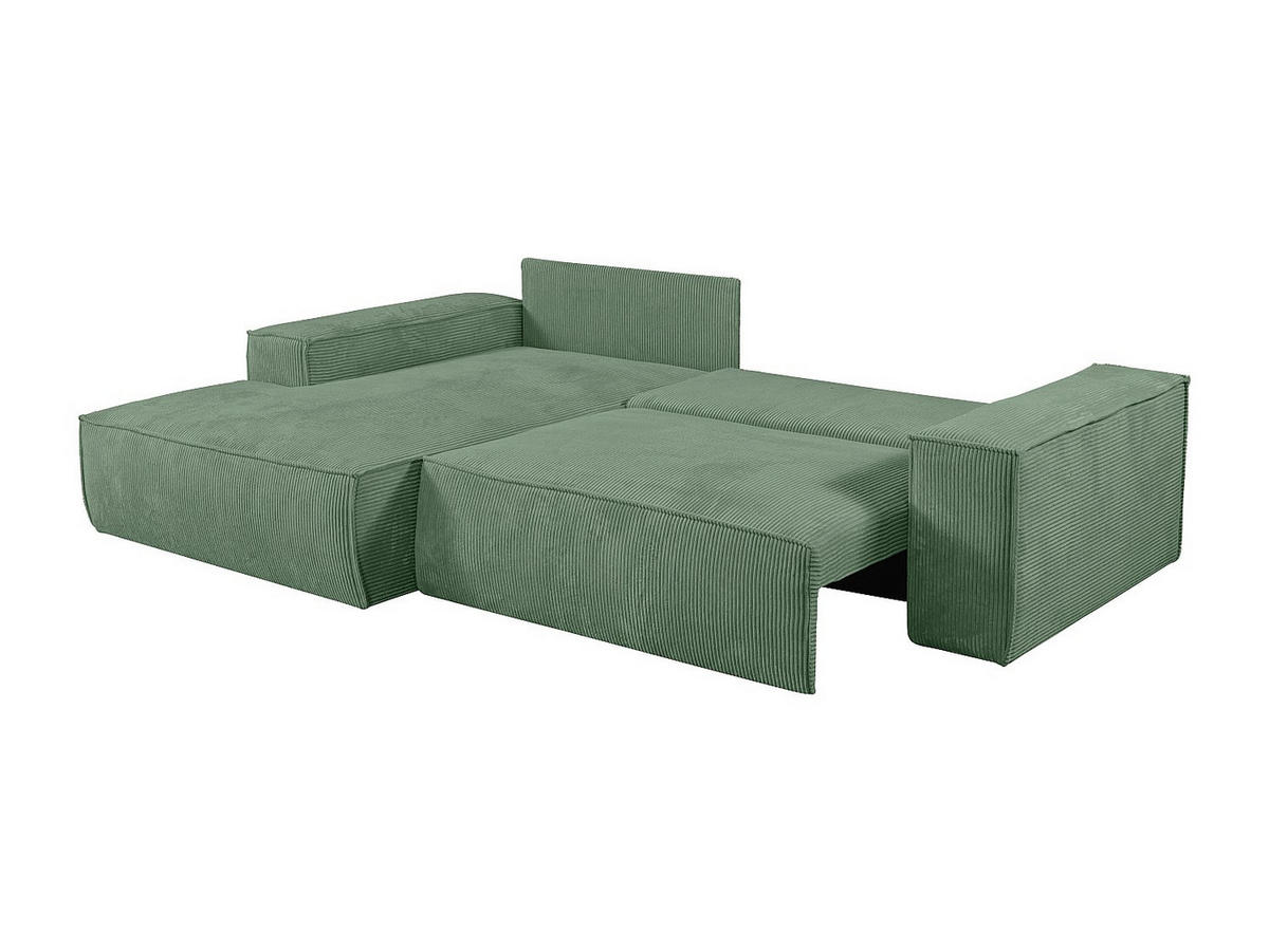 ECKSOFA mit Schlaffunktion - Ecke links - Cord - Mandelgrün - AMELIA - Grün, Textil (167/267cm) - Vente-Unique