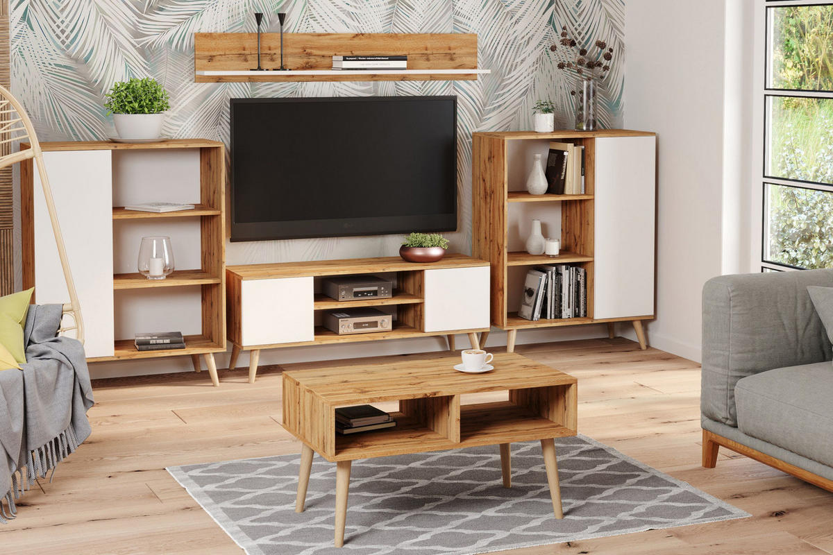 LOWBOARD Focus - Eichefarben/Weiß, Holzwerkstoff (40/50/155cm) - RAUMHIRSCH FURNITURE