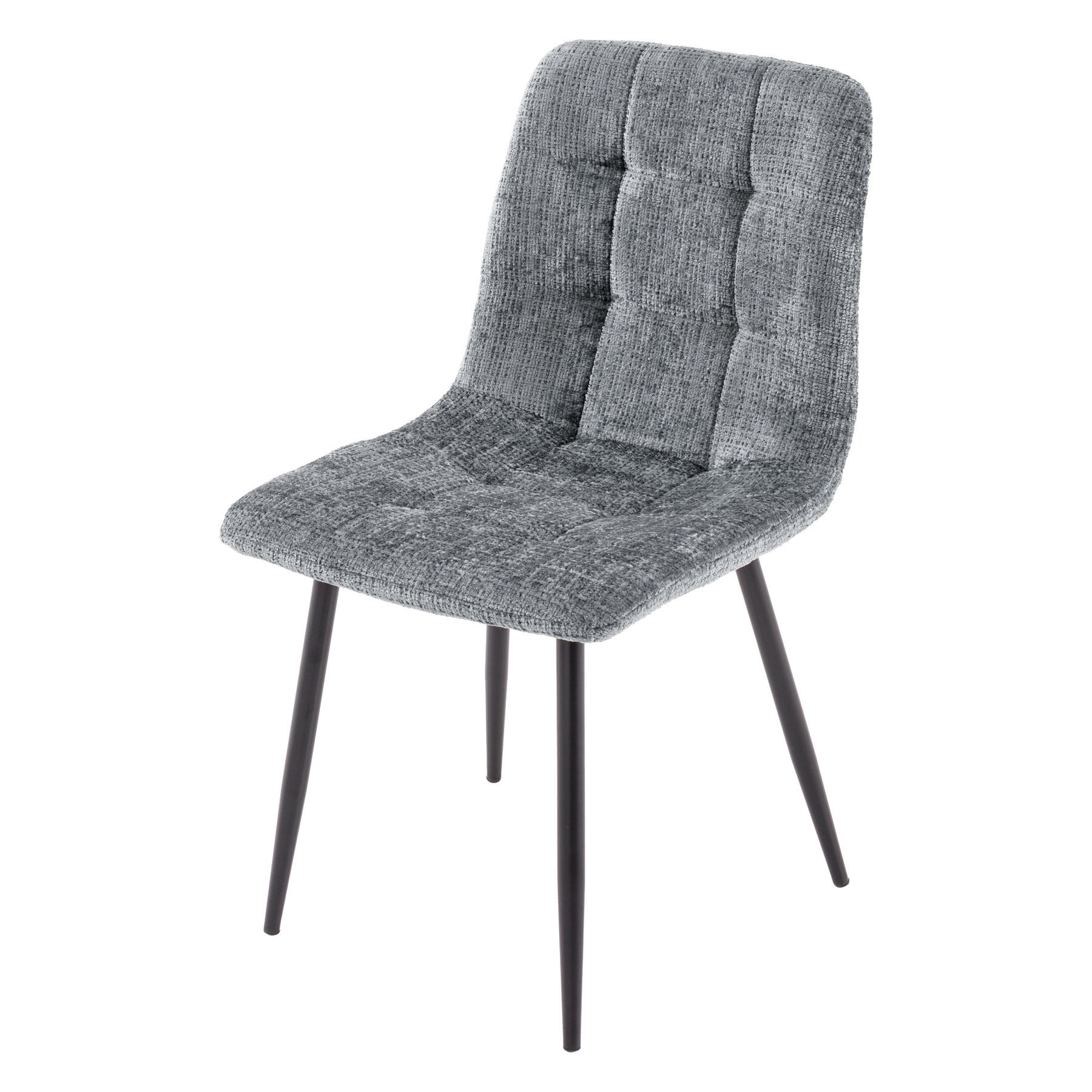 STUHL TRES CHIC Chenille Grau 88 cm - Schwarz/Grau, Textil/Metall (44/88/52cm) - riess-ambiente