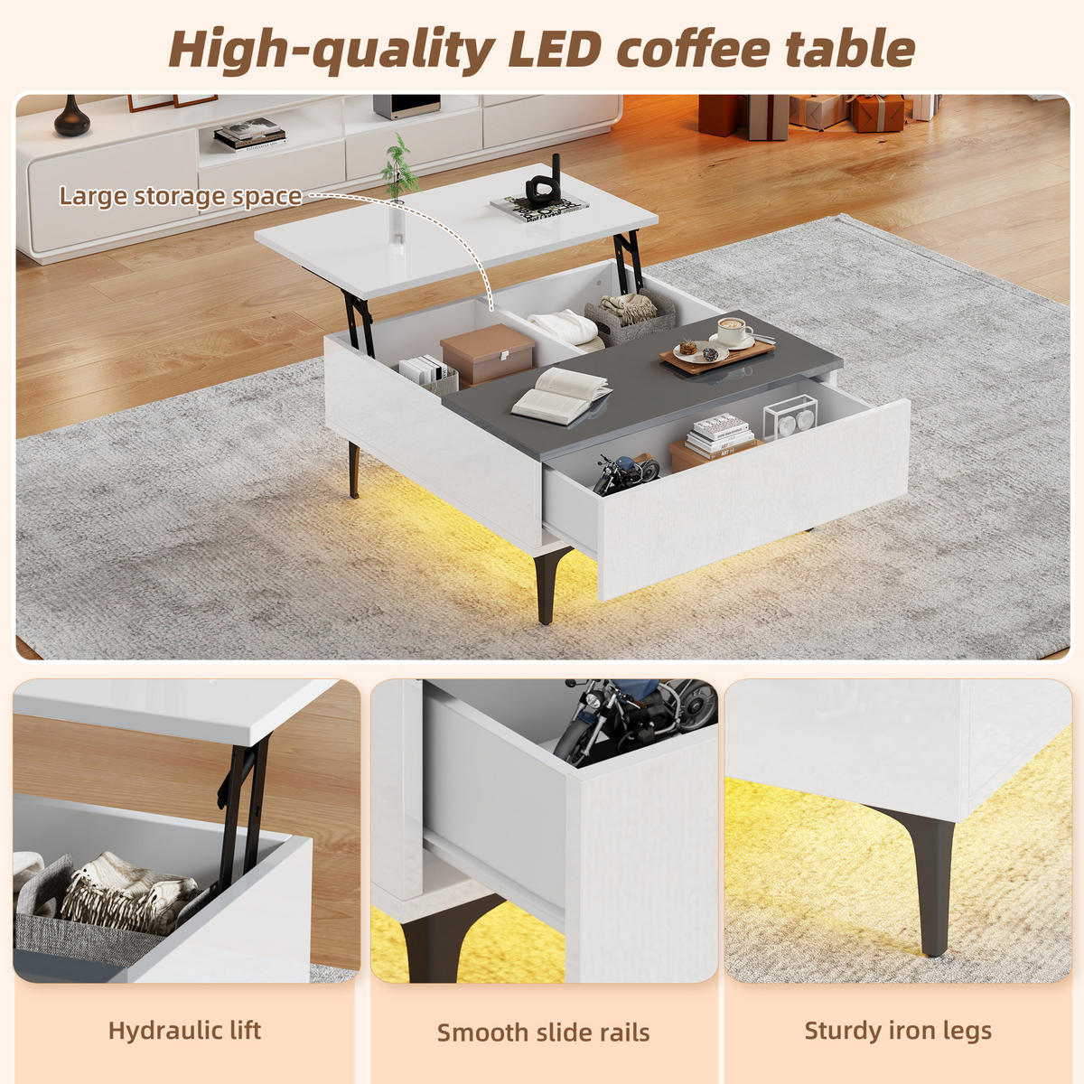 COUCHTISCH White/Grau - Weiß, Holzwerkstoff (70/70/35cm)
