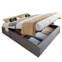 POLSTERBETT 160x200cm Doppelbett Stauraumbett mit USB-C & Lattenrost Grau - Grau, Holz - FLIEKS