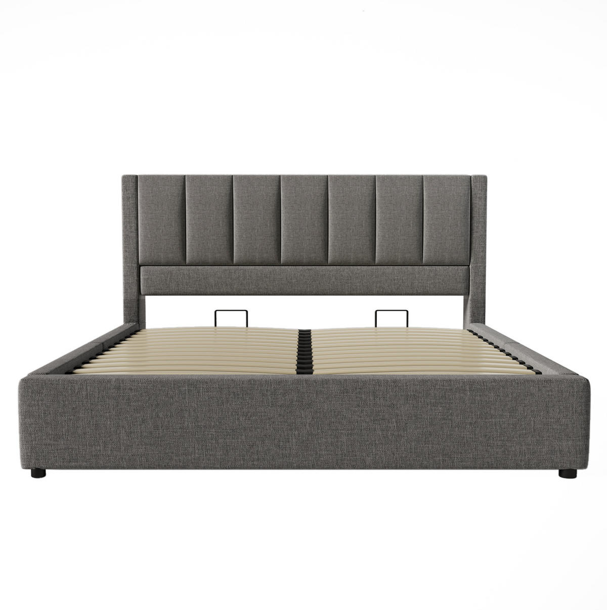POLSTERBETT mit Stauraum und Ladestation 180x200 cm Leinen Grau - Grau, Metall (180/200cm) - Meubliv