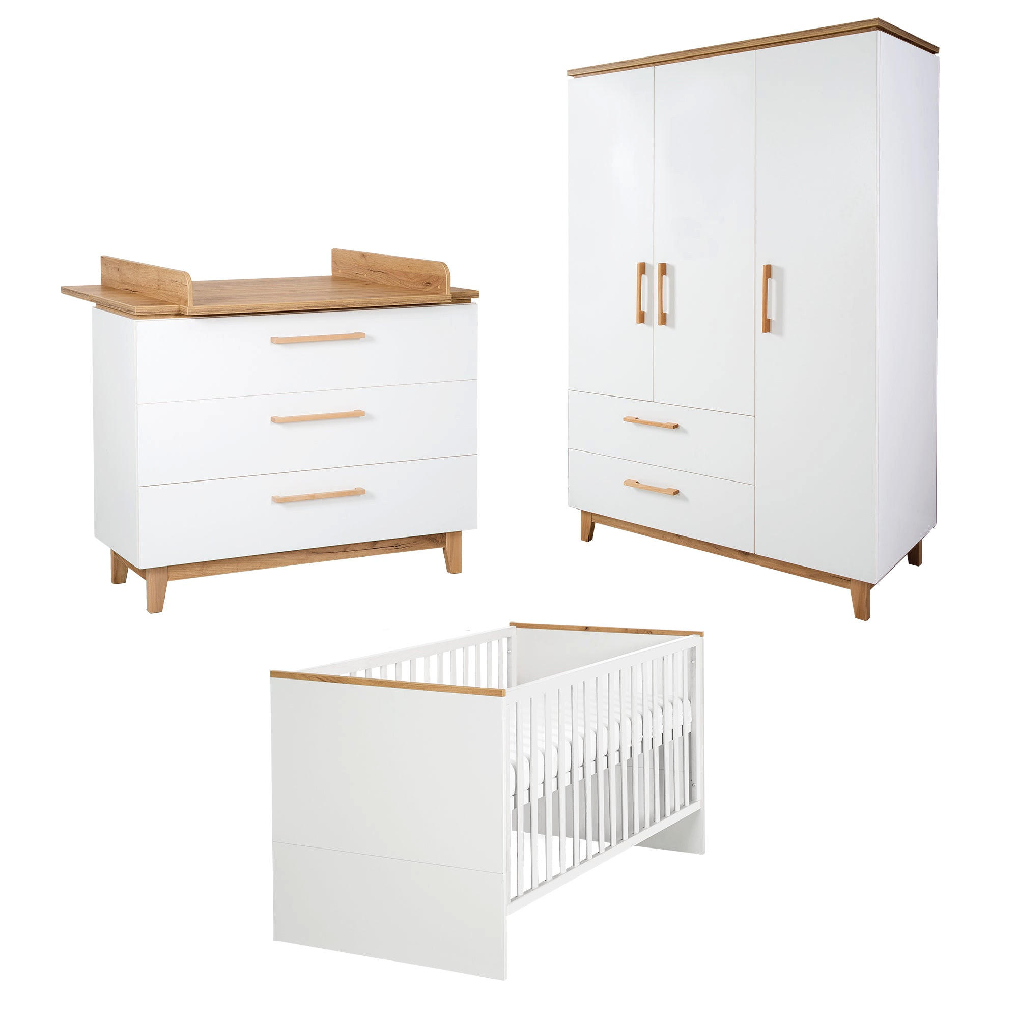 BABYZIMMER-SET Finn, 3-teilig - Weiß, Holzwerkstoff (76/82.5/144cm) - Roba