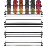 GEWÜRZREGAL-Set mit selbstklebenden Haken - Schwarz, Metall (6.2/6.8/29.2cm) - Intirilife