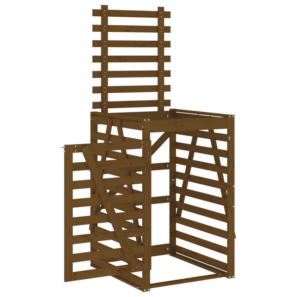 1ER Mülltonnenbox Kiefernholz BOUMI | 84x90x128,5cm Braun | Für 1 Tonne - Braun, Holz (84/128.5/90cm) - DELUKE