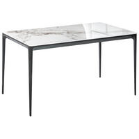 JÍDELNÍ STŮL Bílý Mramor 140/80 cm Sklo Jollein - bílá, sklo (140/80/73cm) - Beliani