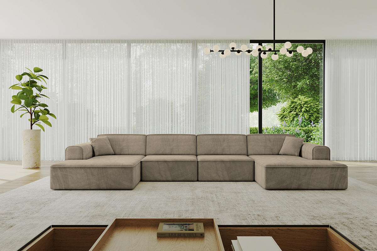 WOHNLANDSCHAFT IREA-U2-v3 - 388x171x79 cm Braun - Braun, Holzwerkstoff/Textil (388/79/171cm) - ALTDECOR