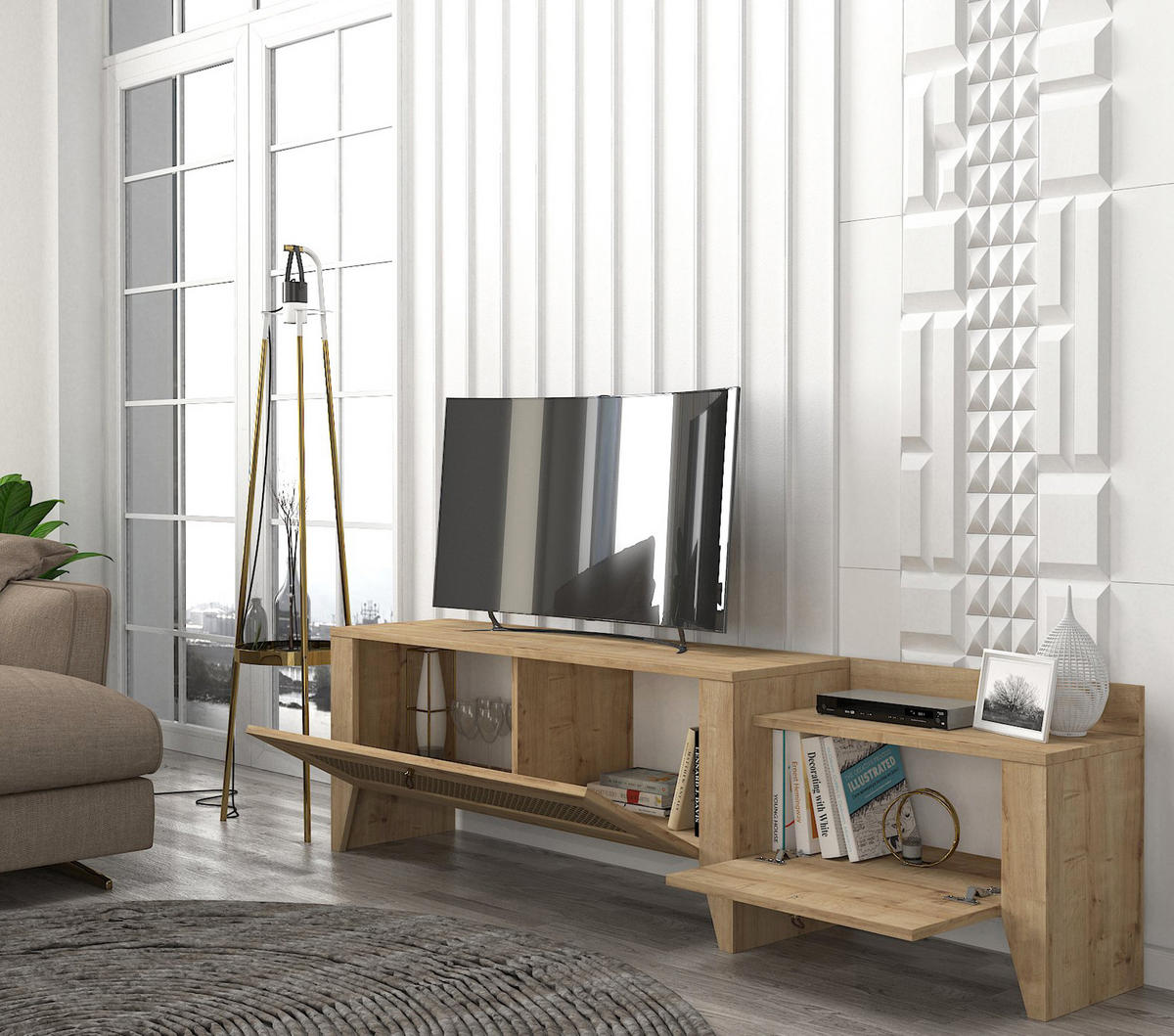 TV-LOWBOARD Madura Saphir Hazeran - Beige, Holzwerkstoff (180/50/35cm) - moebel17