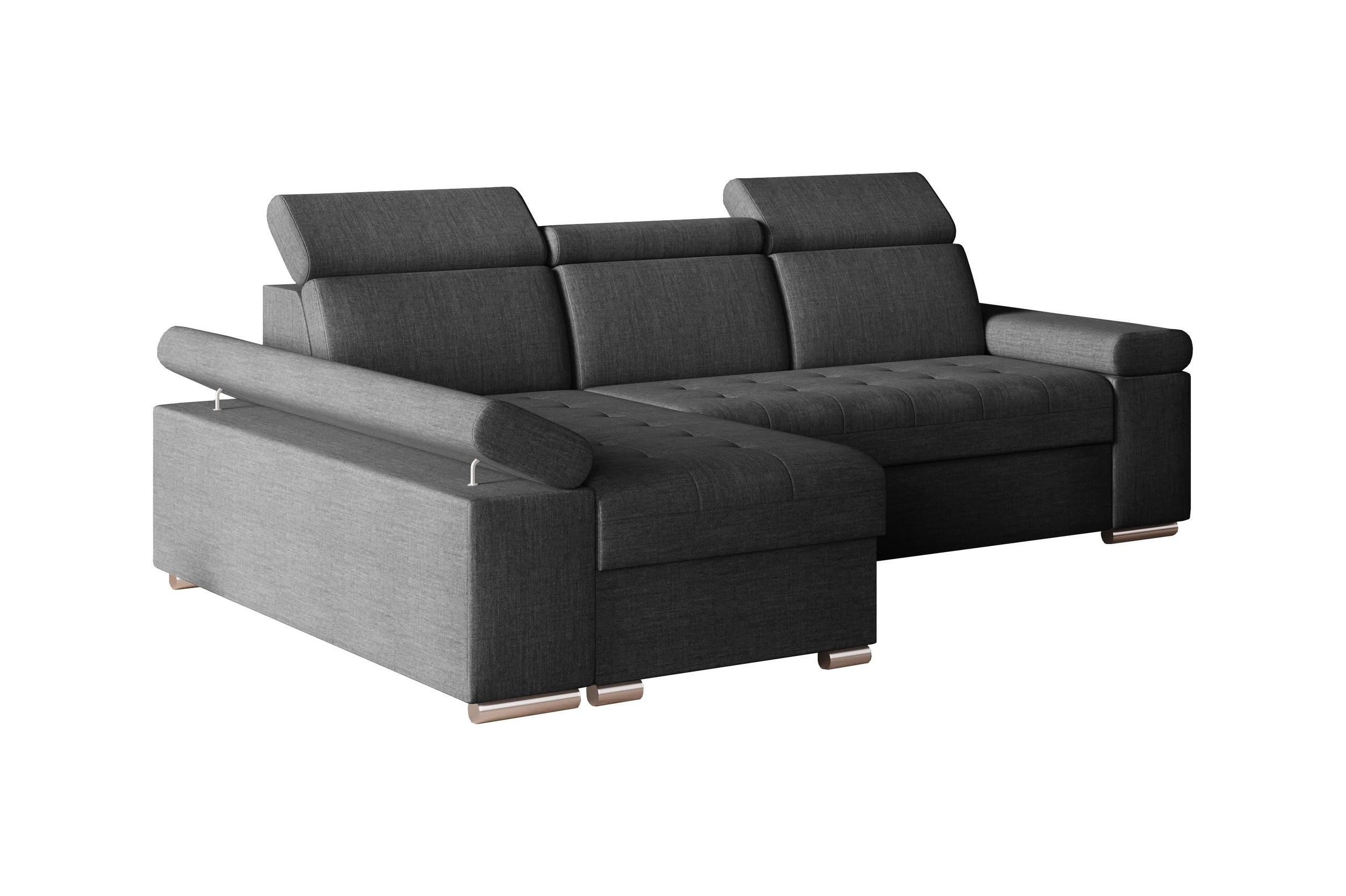 ECKSOFA mit Schlaffunktion Luka L Twist 23 - Dunkelgrau - Links - Dunkelgrau/Silberfarben, Holzwerkstoff (260/168cm) - Möblo