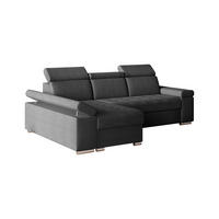 ECKSOFA mit Schlaffunktion Luka L Twist 23 - Dunkelgrau - Links - Dunkelgrau/Silberfarben, Holzwerkstoff (260/168cm) - Möblo