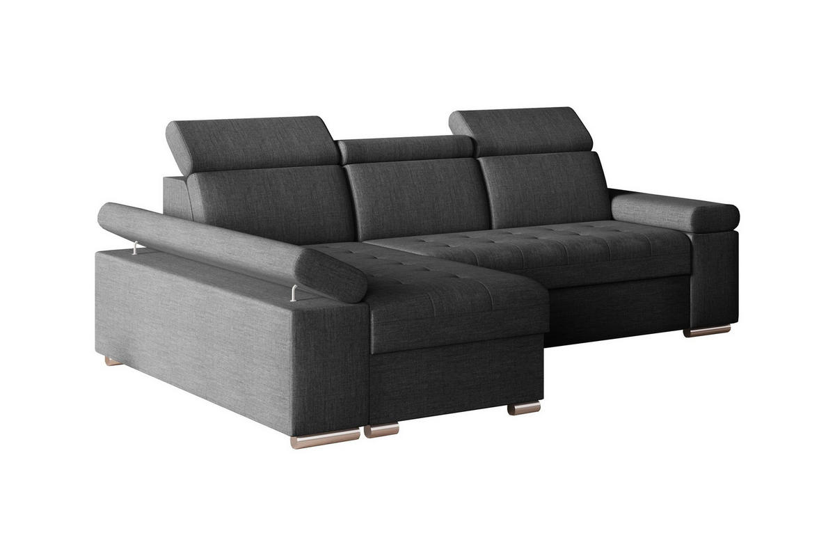 ECKSOFA mit Schlaffunktion Luka L Twist 23 - Dunkelgrau - Links - Dunkelgrau/Silberfarben, Holzwerkstoff (260/168cm) - Möblo