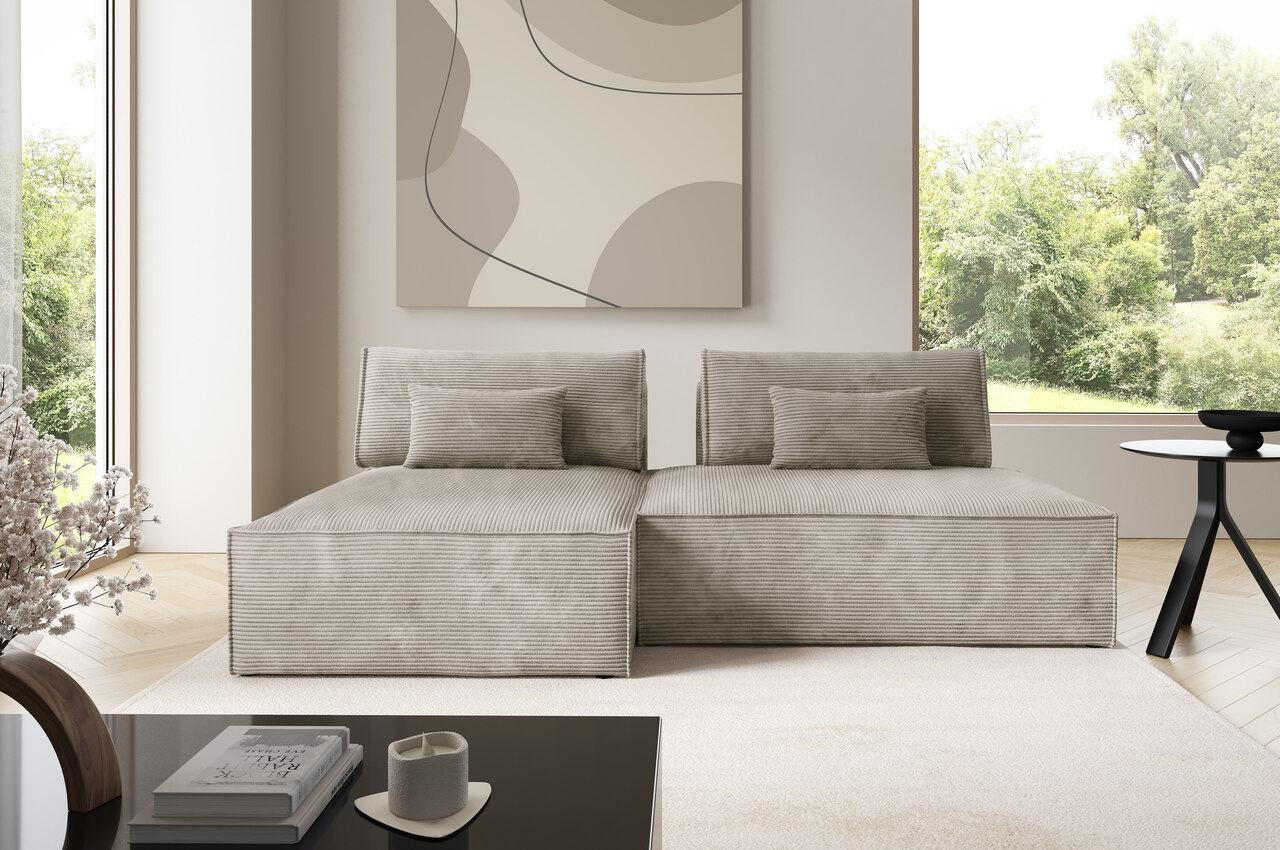 ECKSOFA mit Schlaffunktion Beige - Beige, Textil (236/148cm) - Furnisell