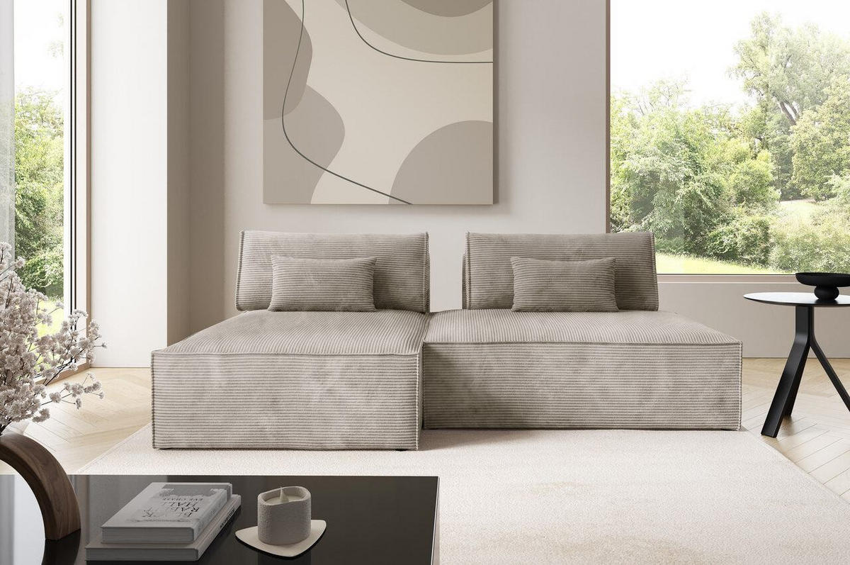 ECKSOFA mit Schlaffunktion Beige - Beige, Textil (236/148cm) - Furnisell