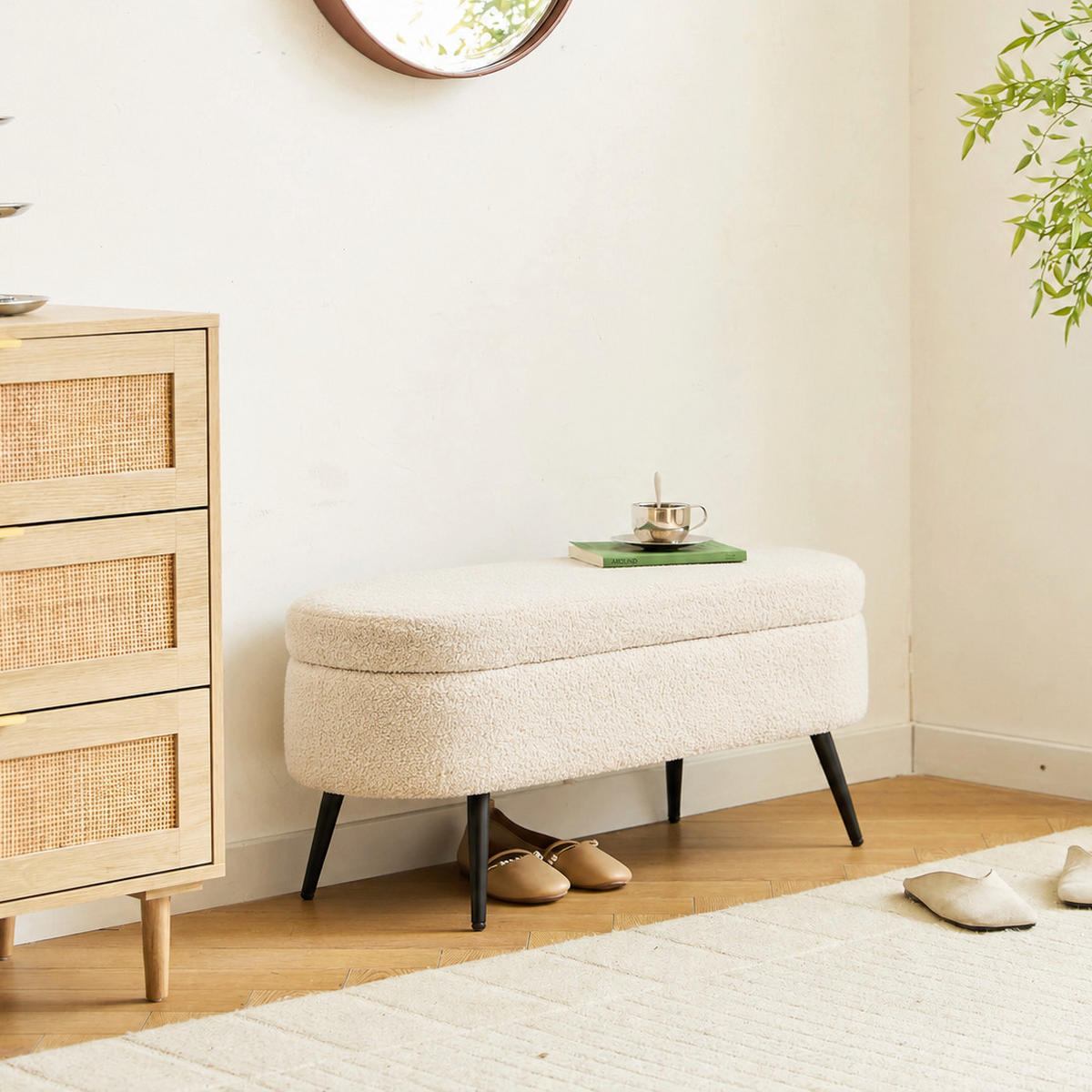 SITZBANK Wolle Weiß - Weiß, Textil (100/46/36cm) - Nordlys