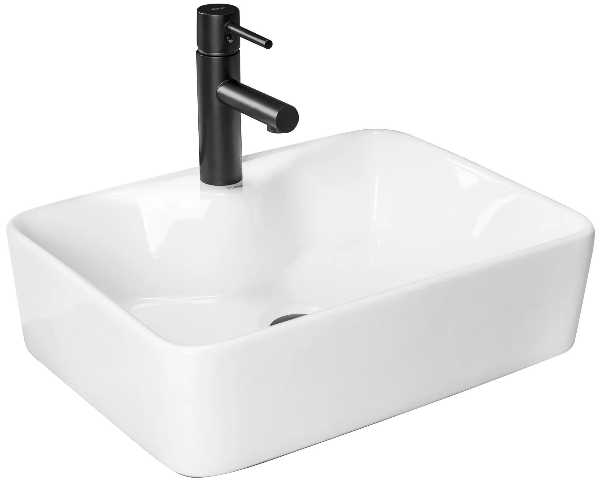 AUFSATZWASCHBECKEN Rea Kelly - Weiß, Keramik (38/13.5/49cm) - REA