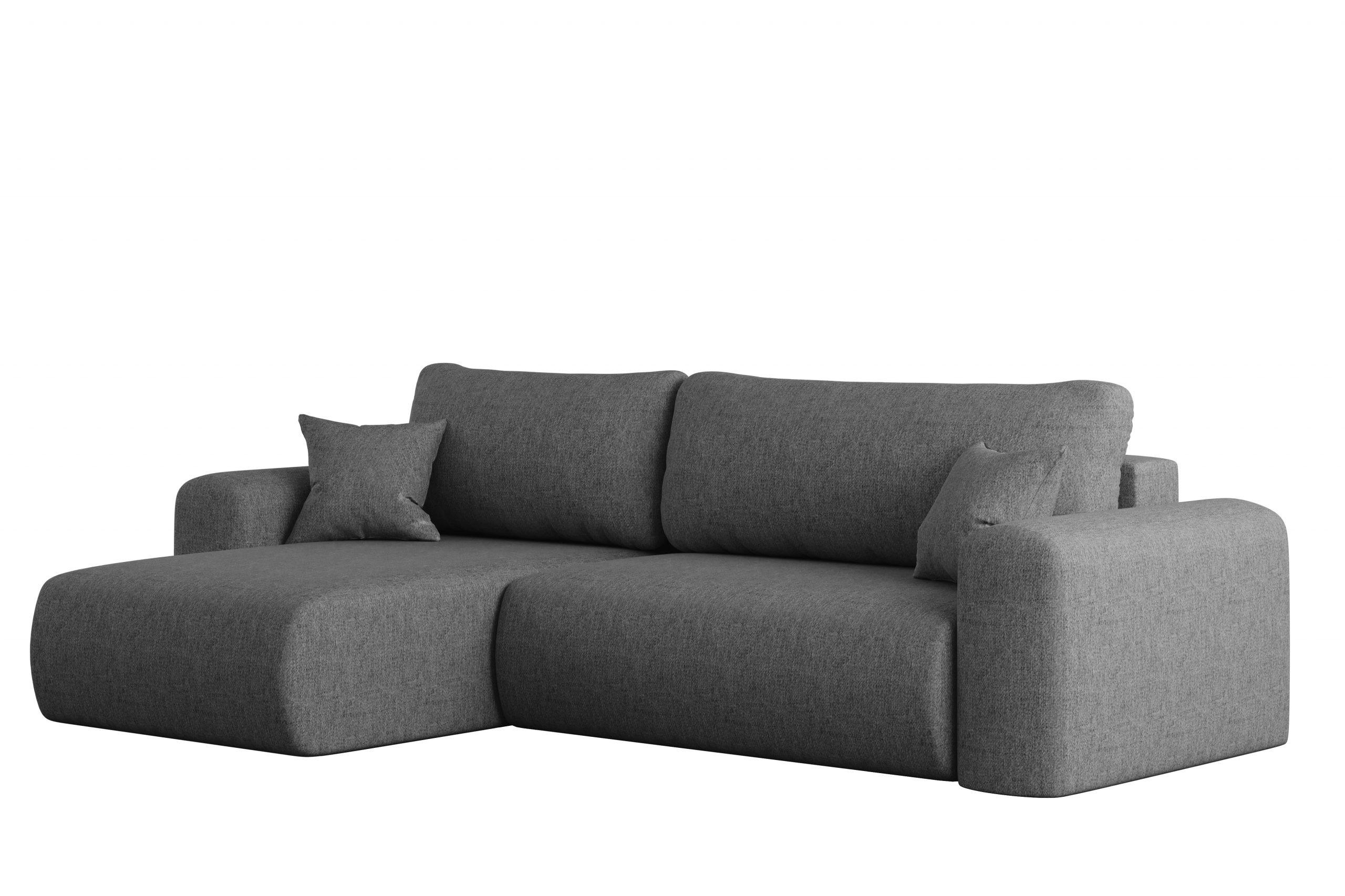 ECKSOFA Mit Schlaffunktion Und Bettkasten L-förmiges Sofa Capri Stoff Verita Links Stahl - Dunkelgrau, Holz (145/272cm) - Kaiser Möbel